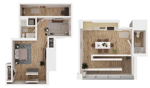 Floor plan for studio, 1.5 baths, 1085 sqft